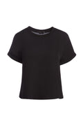 JANN ROLL SLEEVE BOXY TEE - BLACK