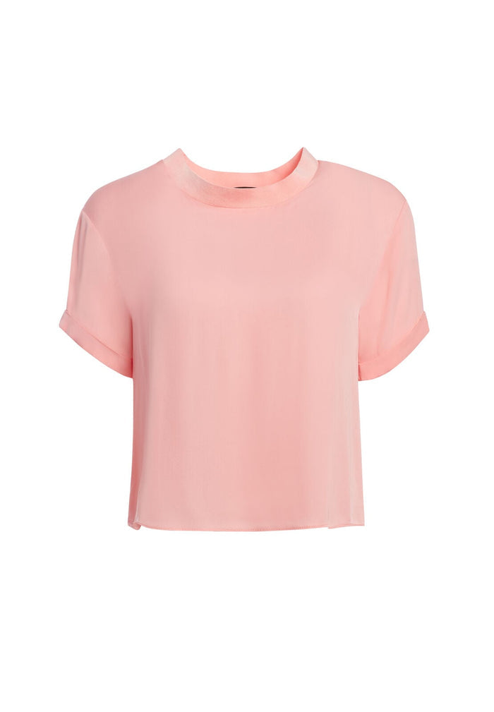 JANN ROLL SLEEVE BOXY TEE - BLUSH