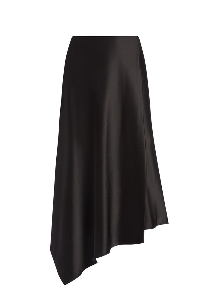 JAYLA DRAPE SLIT MIDI SKIRT - BLACK