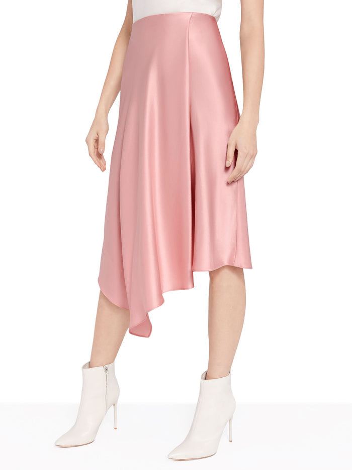 JAYLA DRAPE SLIT MIDI SKIRT - ROSE