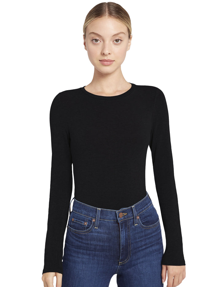 JAYLENE LONG SLEEVE CROP TOP - BLACK