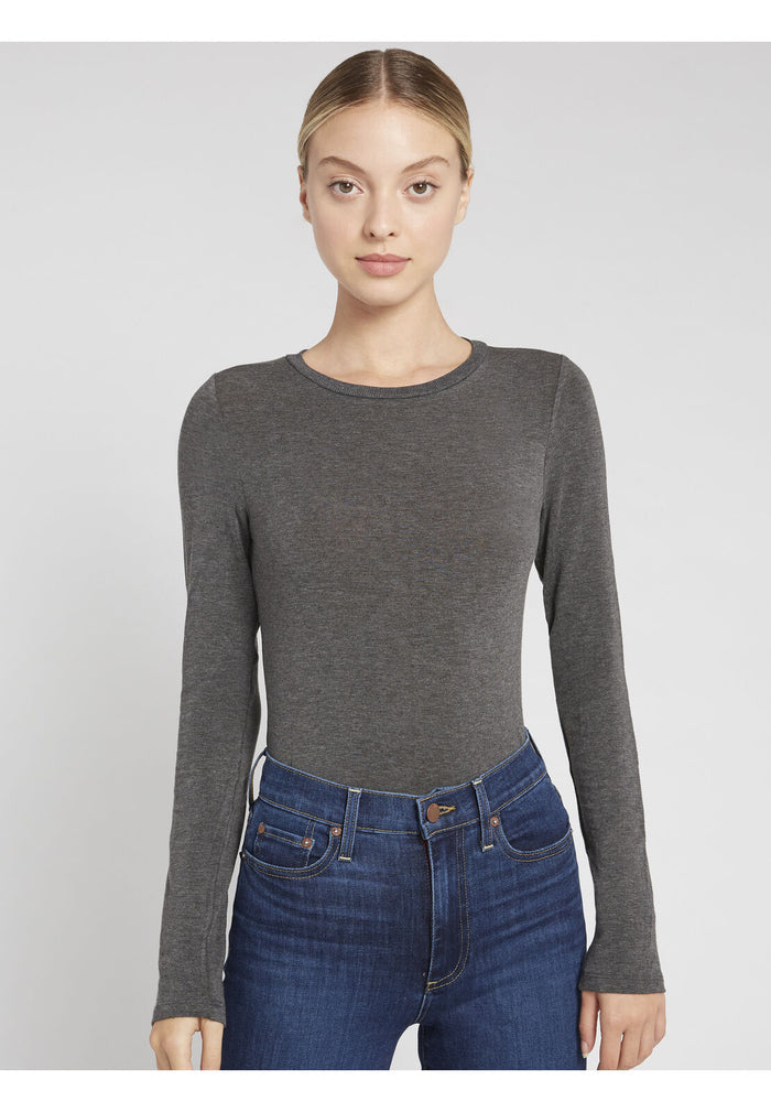 JAYLENE LONG SLEEVE CROP TOP - CHARCOAL