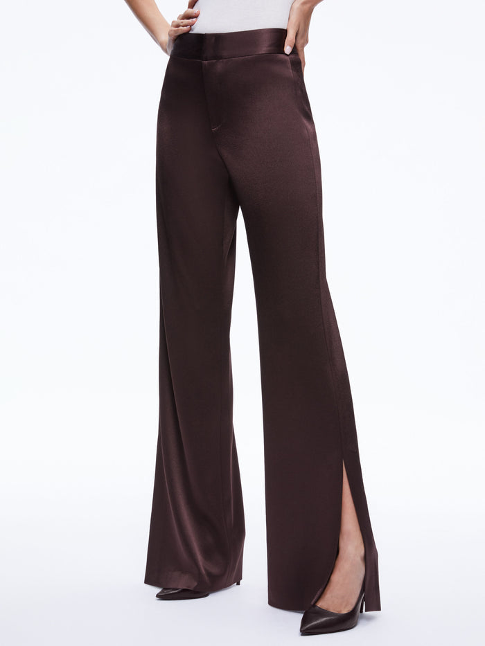 JC WIDE LEG SIDE SLIT PANT - TOFFEE