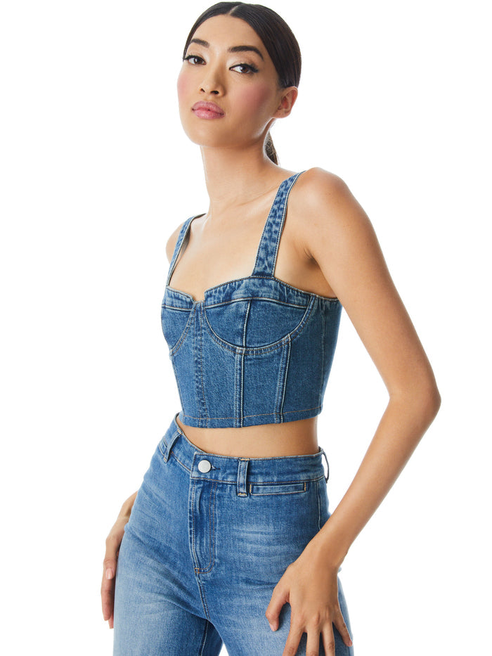 JEANNA DENIM BUSTIER CROP TOP - BEST INTENTIONS