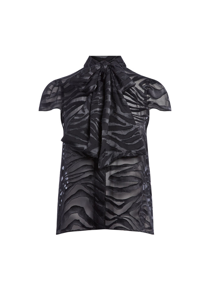 JEANNIE BOW CLLR CP SLV BTNDWN - LG TIGER BLACK/BLACK