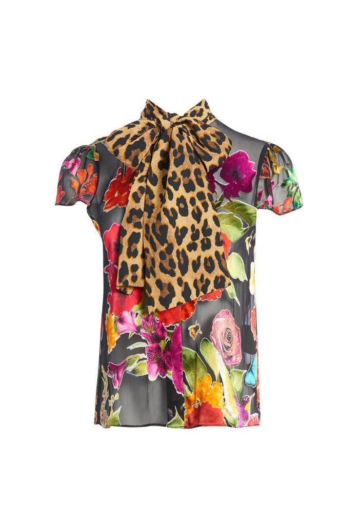 JEANNIE BOW CLLR CP SLV BTNDWN - MD GARDEN FLORAL/COMBO
