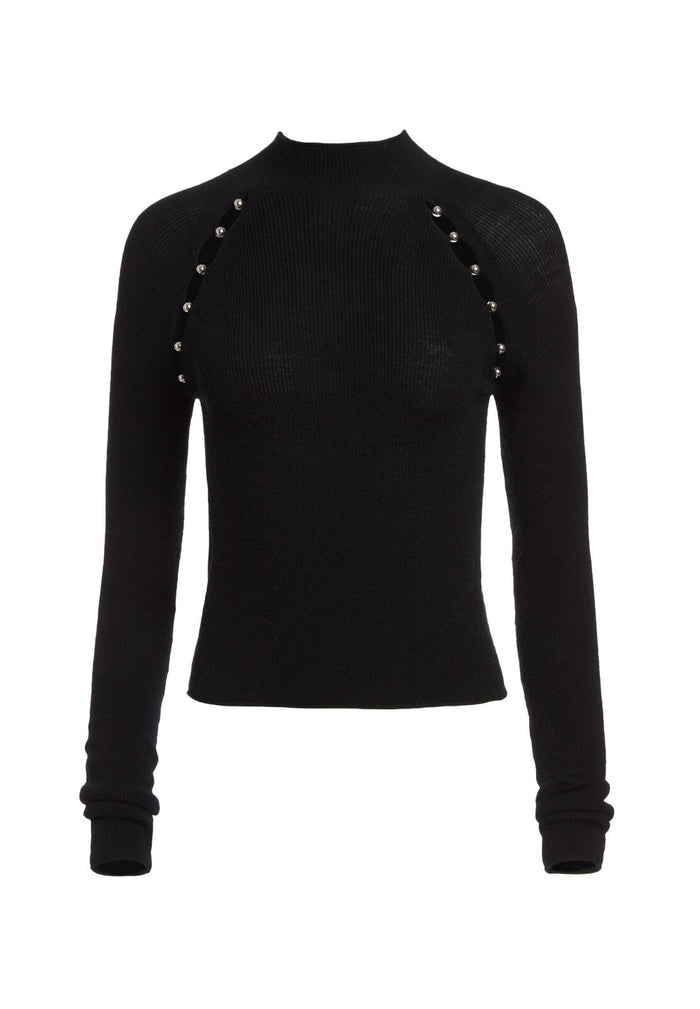 JENNIFER MCKNK RGLN SLT PLLOVR - BLACK/SILVER