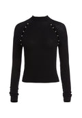 JENNIFER MCKNK RGLN SLT PLLOVR - BLACK/SILVER
