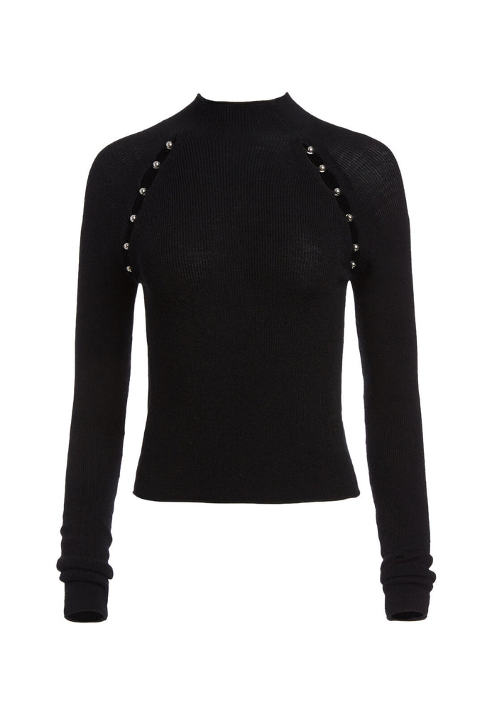 JENNIFER MCKNK RGLN SLT PLLOVR - BLACK/SILVER