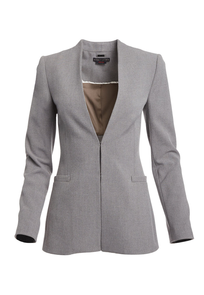 JERRI LNG ROLLCUFF CLLRLS BLZR - LIGHT GREY