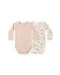 Jersey Bodysuit, 2 Pack- Floral Vine & Dusty Rose