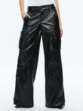 JOETTE VEGAN LEATHER CARGO PANT - BLACK