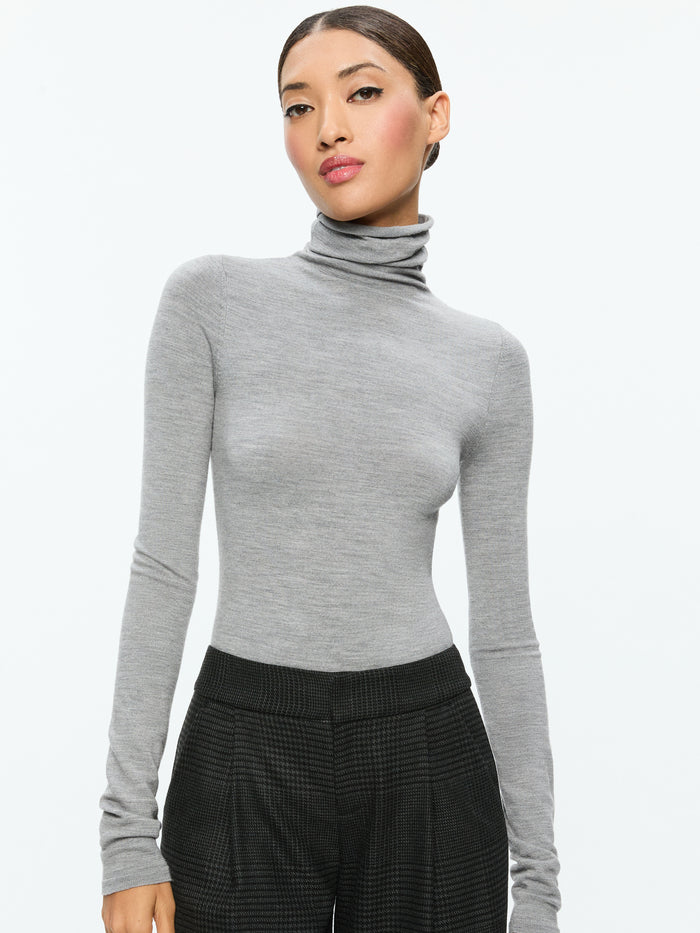 JOYCE LONG TURTLENECK - MEDIUM HEATHER GREY