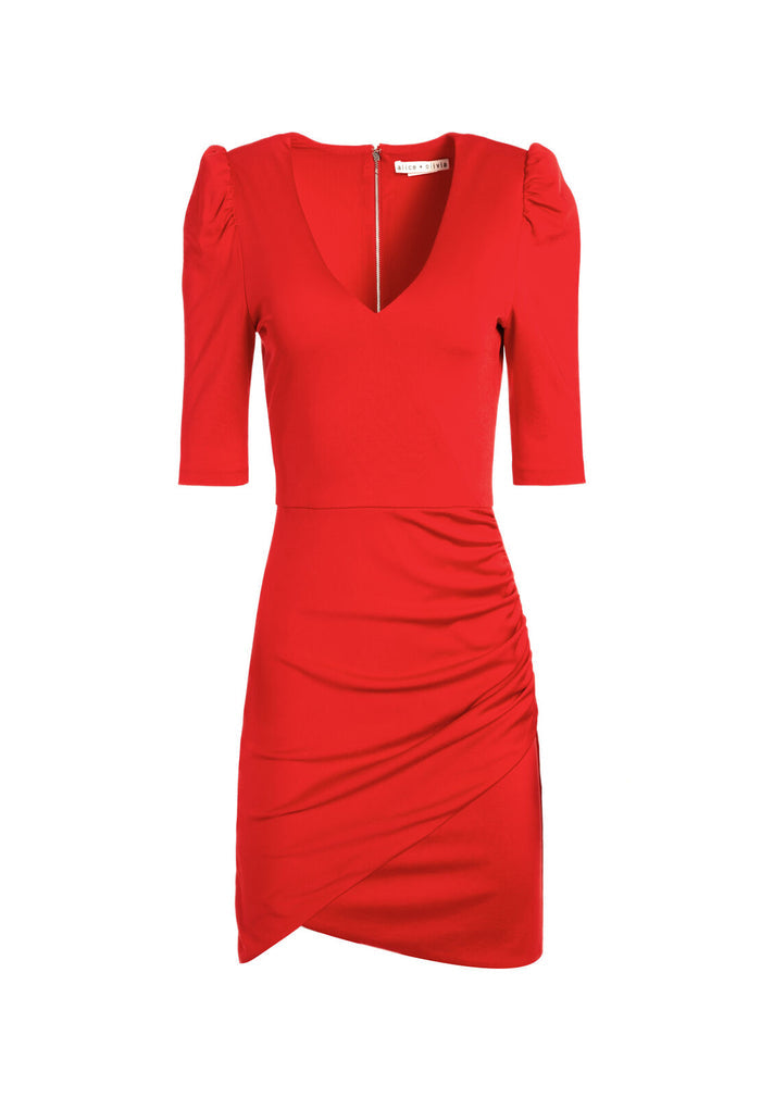 JUDY RUCHED MINI DRESS - CHERRY