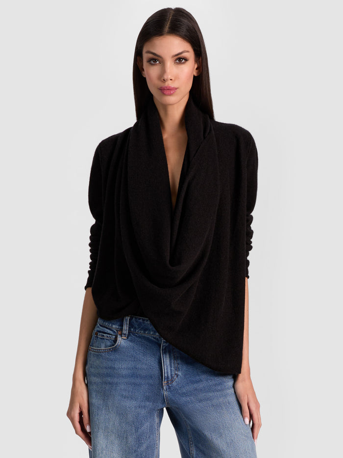 JULES CASHMERE DRAPED PULLOVER - BLACK
