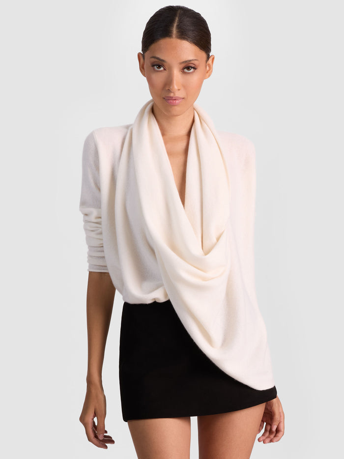 JULES CASHMERE DRAPED PULLOVER - ECRU