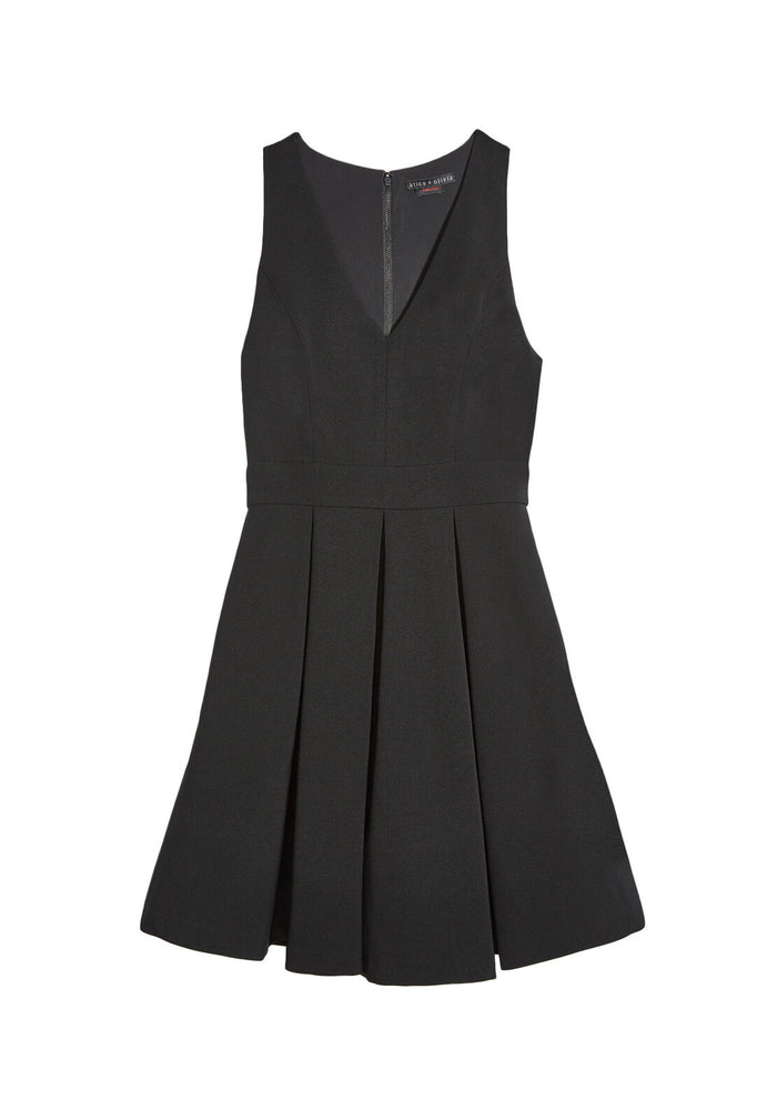 JULIETA INVERTED PLEAT DRESS - BLACK