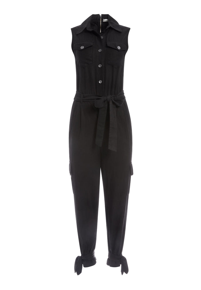 KAI SLEEVELESS CARGO JUMPSUIT - BLACK