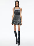 KAIDRA TWEED MINI DRESS - BLACK/OFF WHITE