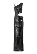 KAITLYN SEQUIN CUT OUT GOWN - BLACK