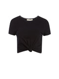 KANE TIE FRONT CROPPED TEE - BLACK