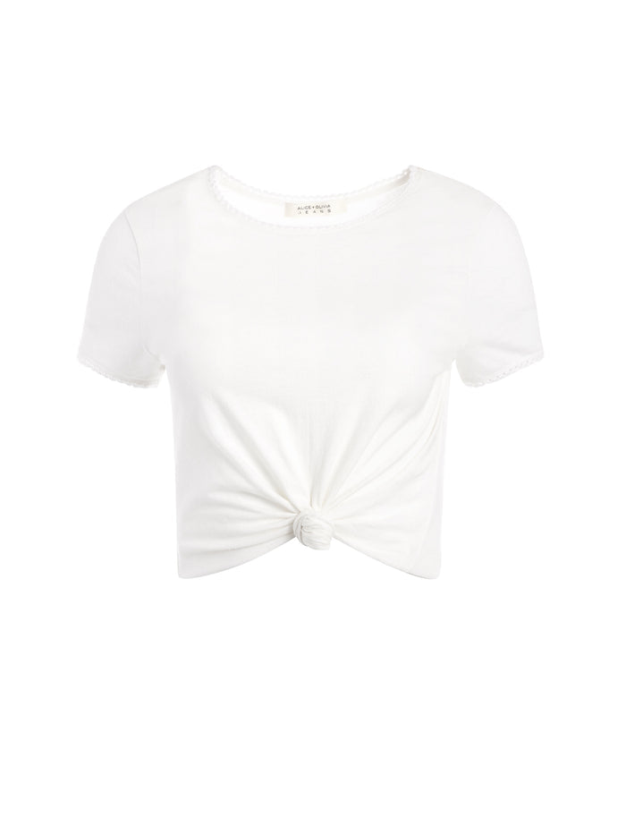 KANE TIE FRONT CROPPED TEE - WHITE