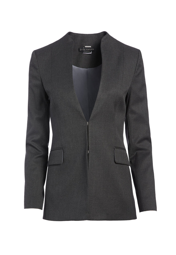 KAPPA MOCK NECK FITTED BLAZER - CHARCOAL