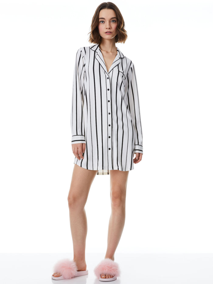 KARA BOYFRIEND DRESS - WHITE/BLACK