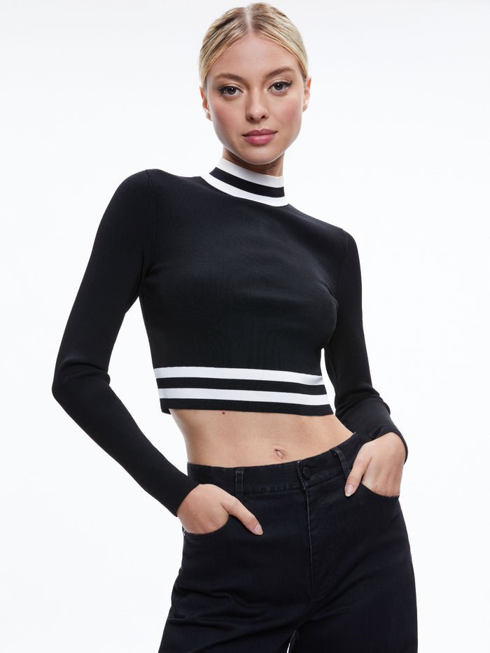 KARIN CROPPED PULLOVER - BLACK/SOFT WHITE