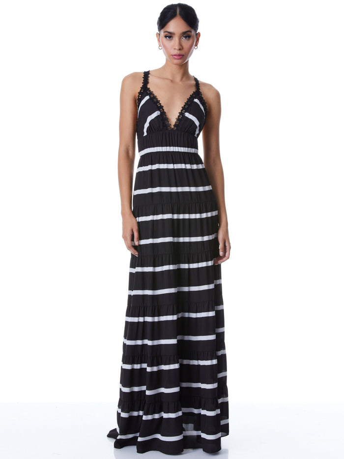 KAROLINA MAXI DRESS - MODERN STRIPE BLK/WHT