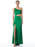 KAROLINE CHAIN SHOULDER CUTOUT GOWN - EMERALD