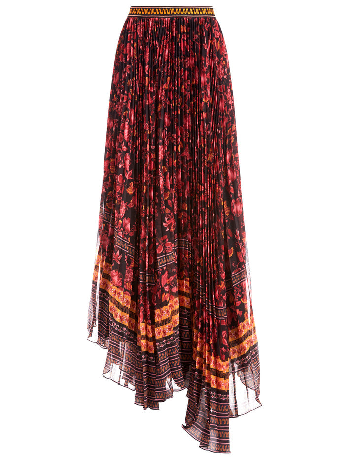 KATZ PLEATED MAXI SKIRT - FALL INTO YOU BLK MULTI
