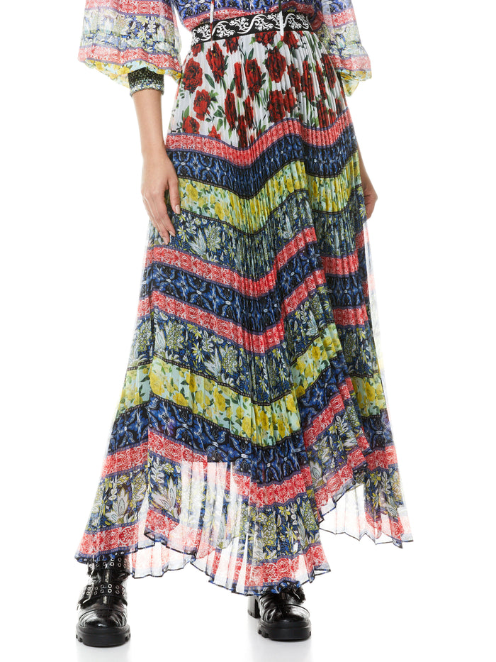 KATZ PLEATED MAXI SKIRT - FRENCH QUARTERS MULTI