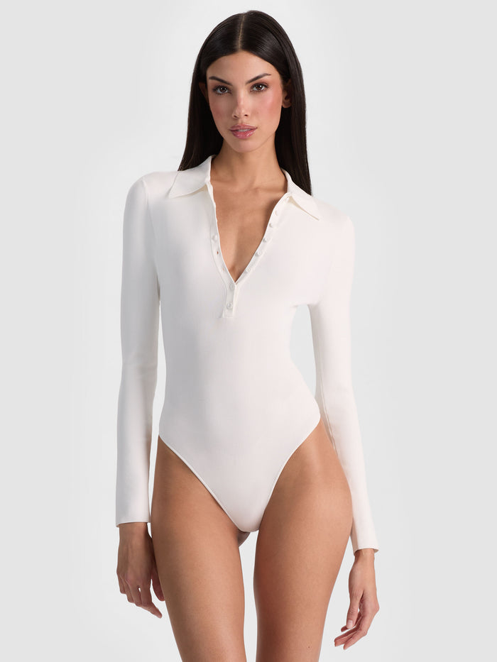 KEENAN POLO BODYSUIT - SOFT WHITE