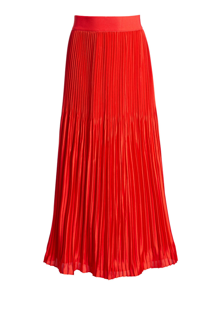KEN PLEATED MIDI SKIRT - CHERRY