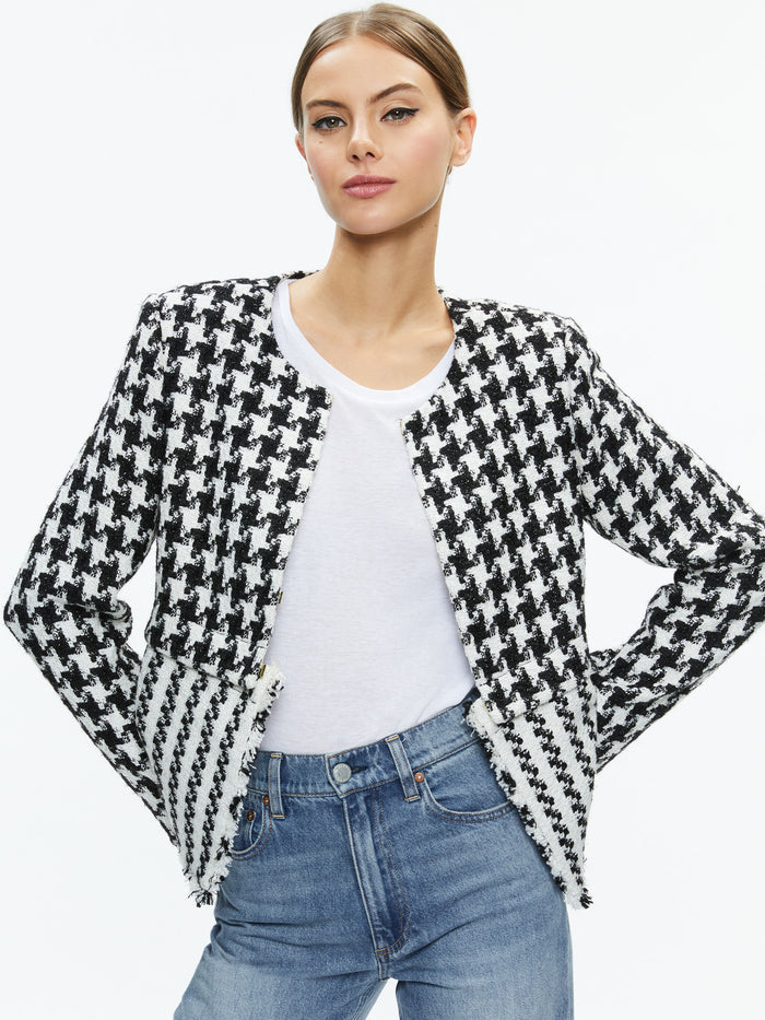 KIDMAN TWO-FER TWEED JACKET - BLACK/OFF WHITE