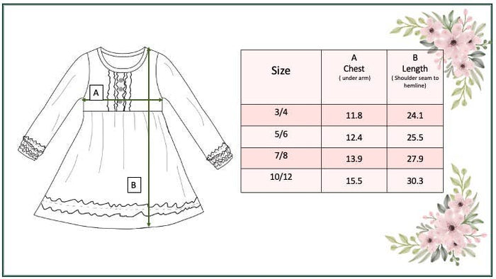 Kids Long Sleeve Dark Teal Ruffle Button Fall Winter Dress