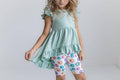 Kids Mint Green Smiley Face Hi Lo Spring Summer Short Set