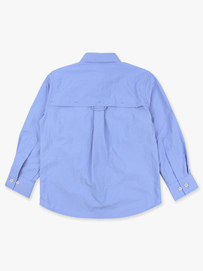 Kids Periwinkle Blue Sun Protective Button Down Fishing Shirt