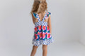 Kids Pink Floral & Navy Polka Dot Pocket Ruffle Short Set