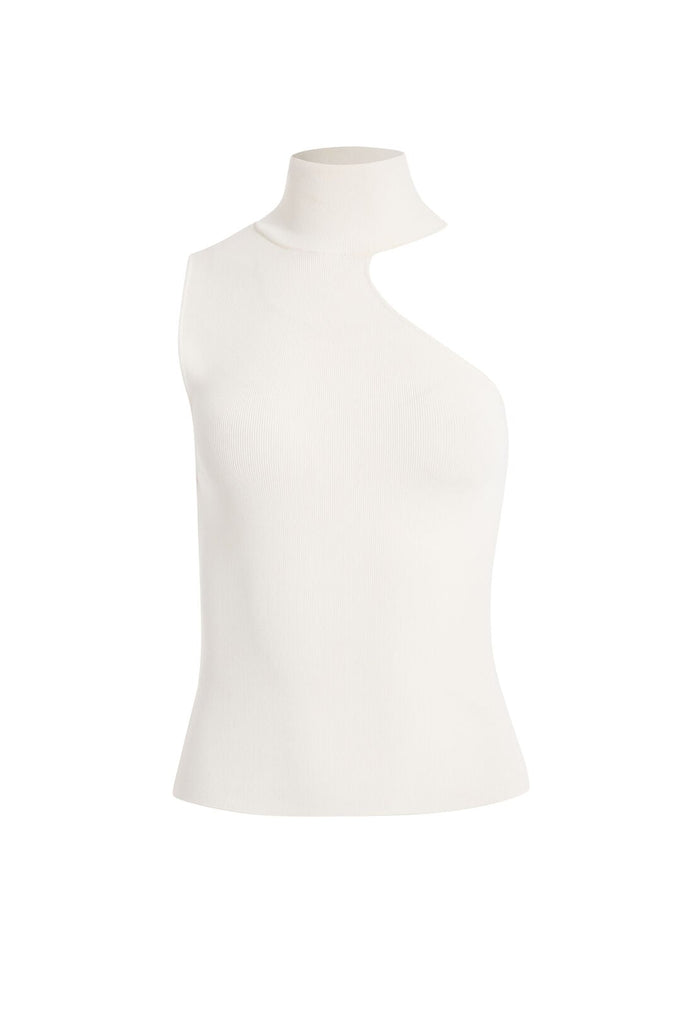 KIKI CUT OUT TURTLENECK TANK - SOFT WHITE