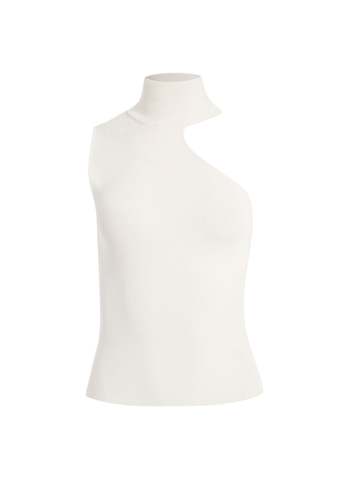 KIKI CUT OUT TURTLENECK TANK - SOFT WHITE