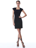 KIRO PLEATED SHOULDER DRESS - BLACK