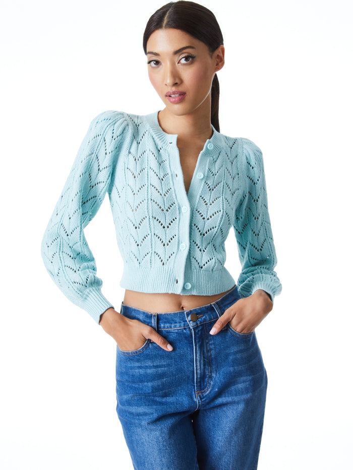 KITTY PUFF SLEEVE CARDIGAN - WATERFALL