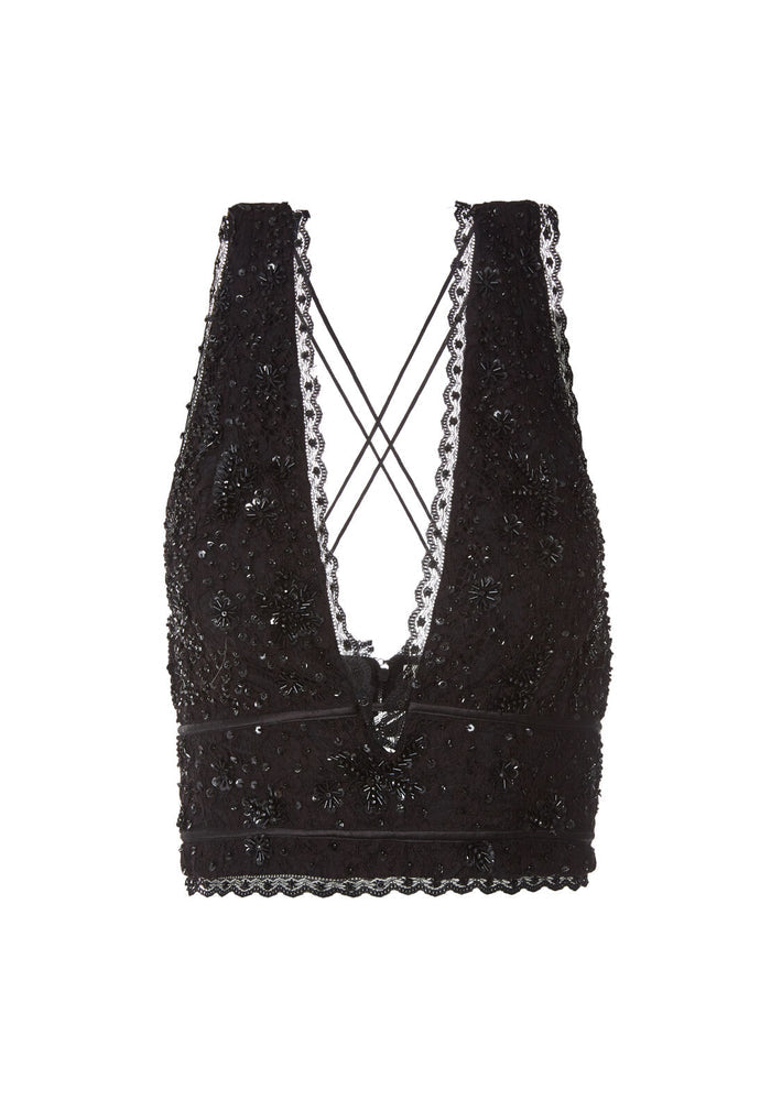 KLEIN EMBELL CROSS BK BRA TOP - BLACK
