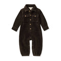 Knit Corduroy Organic Baby Boy Jumpsuit - Shadow