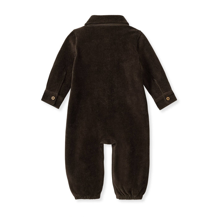 Knit Corduroy Organic Baby Boy Jumpsuit - Shadow