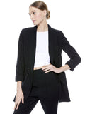 KYLIE PINSTRIPE SHAWL COLLAR BLAZER - BLACK/WHITE