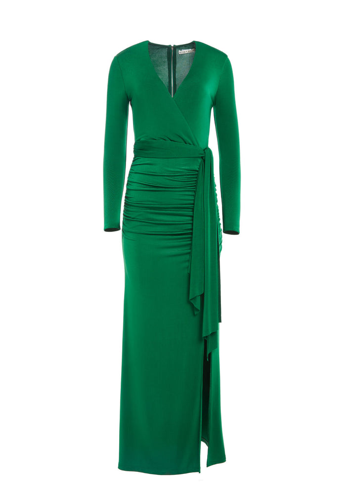 KYRA DEEP V DRAPEY MAXI DRESS - BASIL