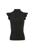 LAMARA TURTLENECK RUFFLE TANK - BLACK